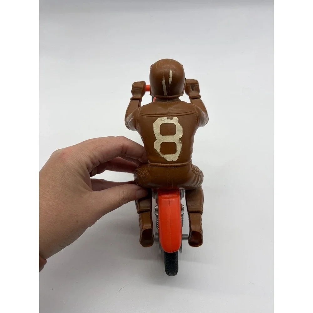 Vintage 1973 Mattel ELECTRIC HOG Triple Threat Motorcycle‎ Stunt Bike Brown Suit